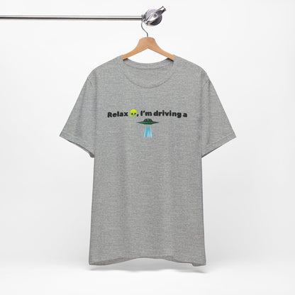 Alien Driving Unisex Tee - Fun Casual Shirt, Gifts for UFO Lovers, Quirky Humor T-Shirt, Perfect for Road Trips, Unique Birthday Present