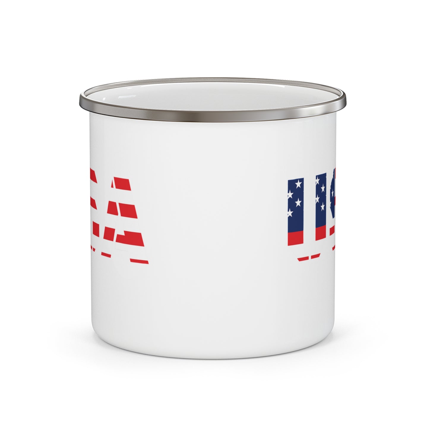 Patriotic Enamel Camping Mug | USA Flag Design | Perfect for Outdoor Adventures, Gift for Travelers, BBQs & Holidays