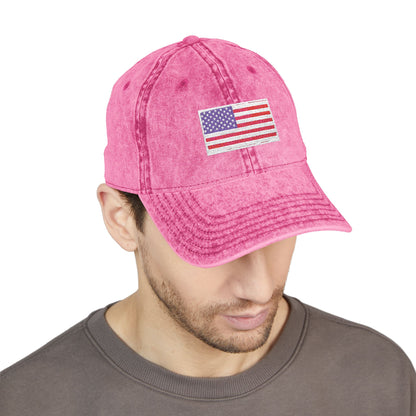 Embroidered Vintage Cap with USA Flag Design - TRV