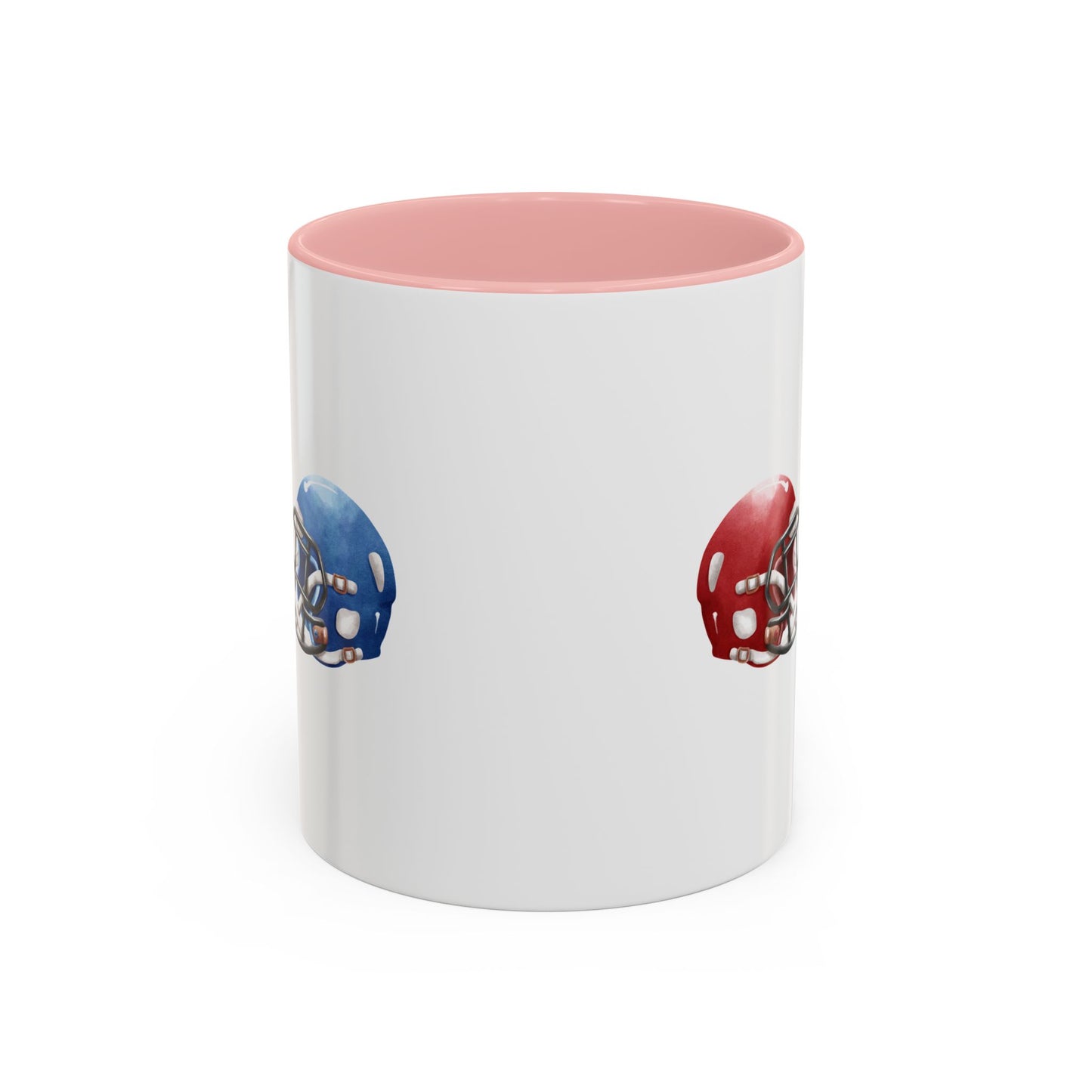 Football Helmet Coffee Mug — Red vs Blue Rivalry Accent Mug (11/15oz)