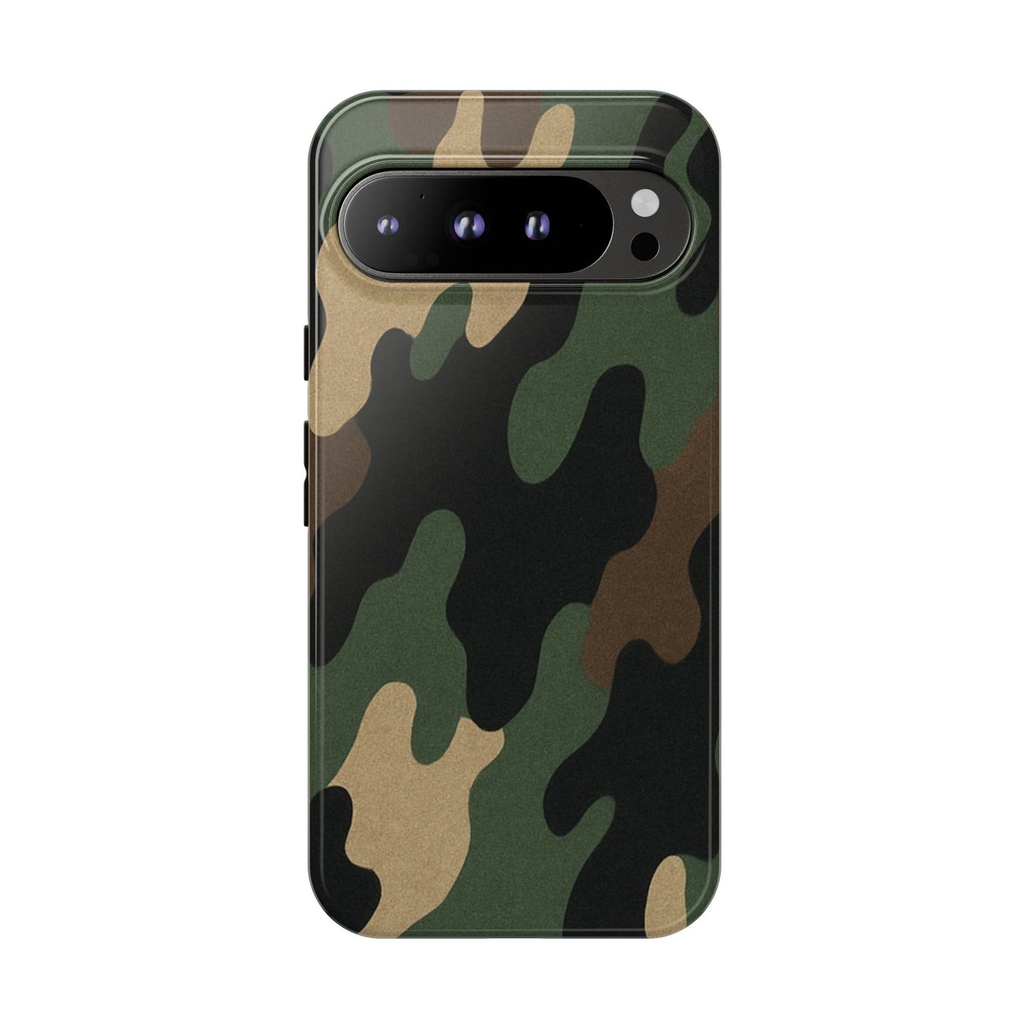 Military green camo tough phone case by Printify, rugged protective cover with camouflage pattern for smartphones.