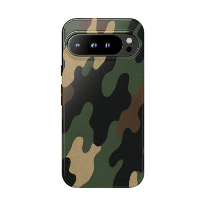 Military green camo tough phone case by Printify, rugged protective cover with camouflage pattern for smartphones.