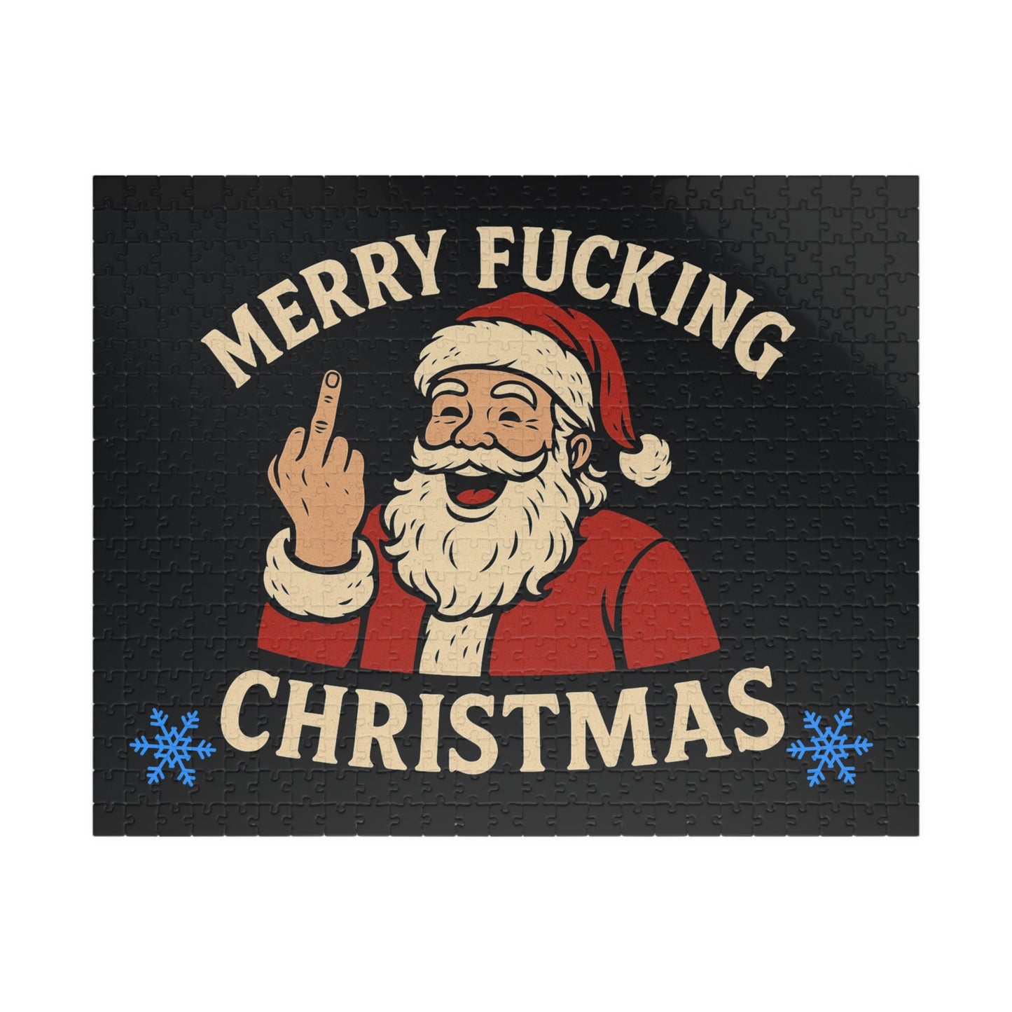 Merry Fucking Christmas Puzzle | Santa Middle Finger Holiday Jigsaw