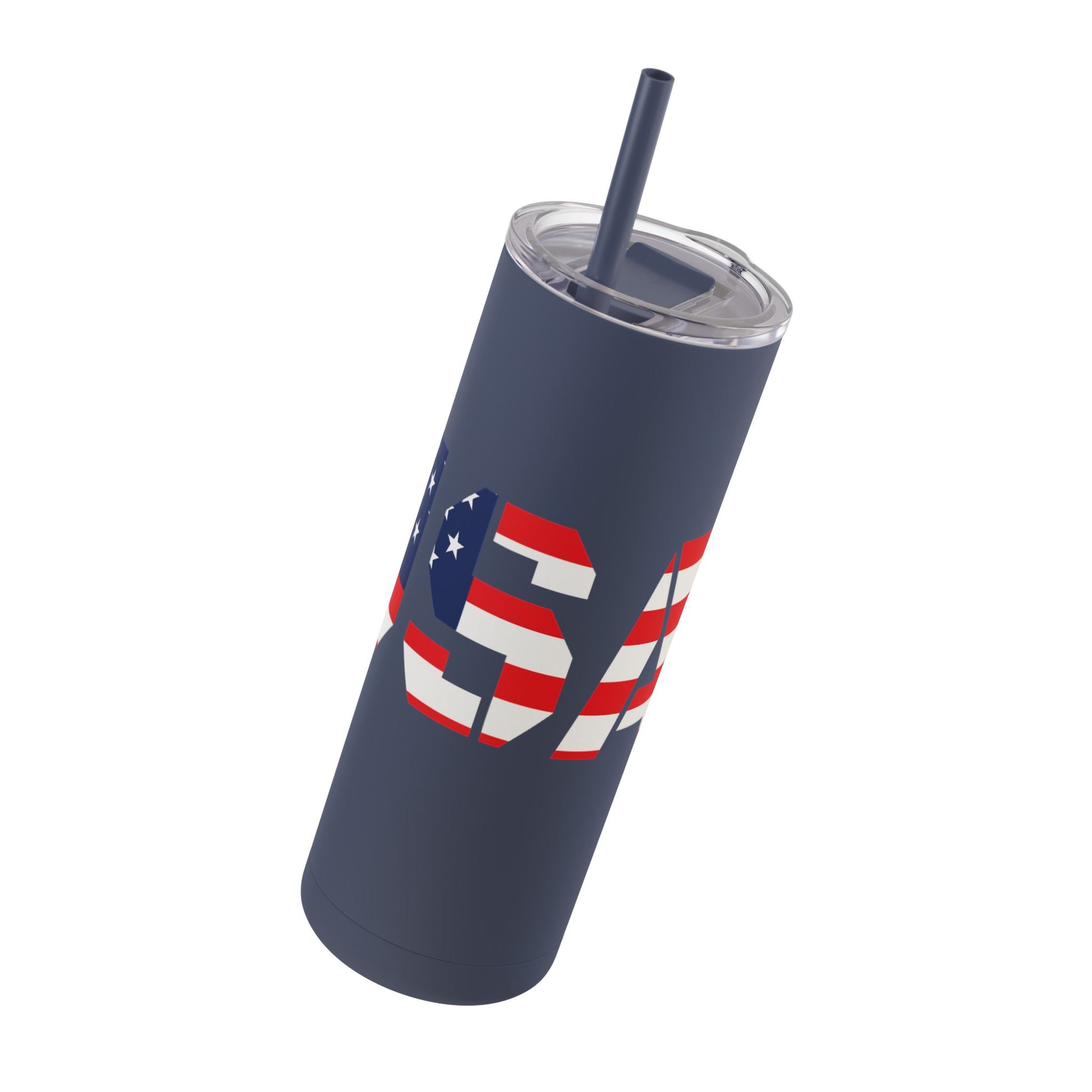 USA Flag Tumbler - 20oz Skinny Matte Drinkware, Travel Mug, Patriotic Gift, Fourth of July, Summer BBQ, Camping, Outdoor - TRV