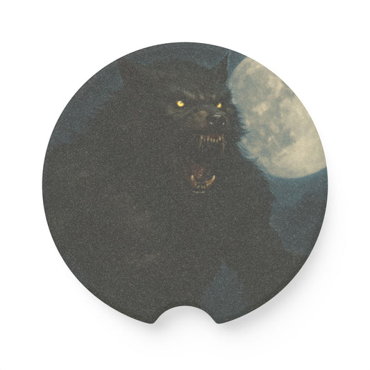 Soapstone Car Coaster — Night Wolf Moon Design