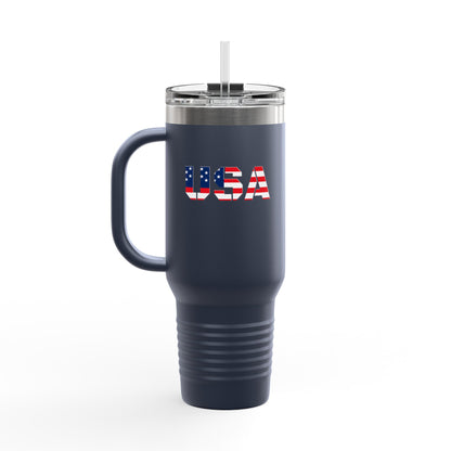 Insulated Travel Mug with USA Design - Perfect for Road Trips, Outdoor Adventures, and Gifts, 40oz Tumbler for Coffee, Tea, and More
