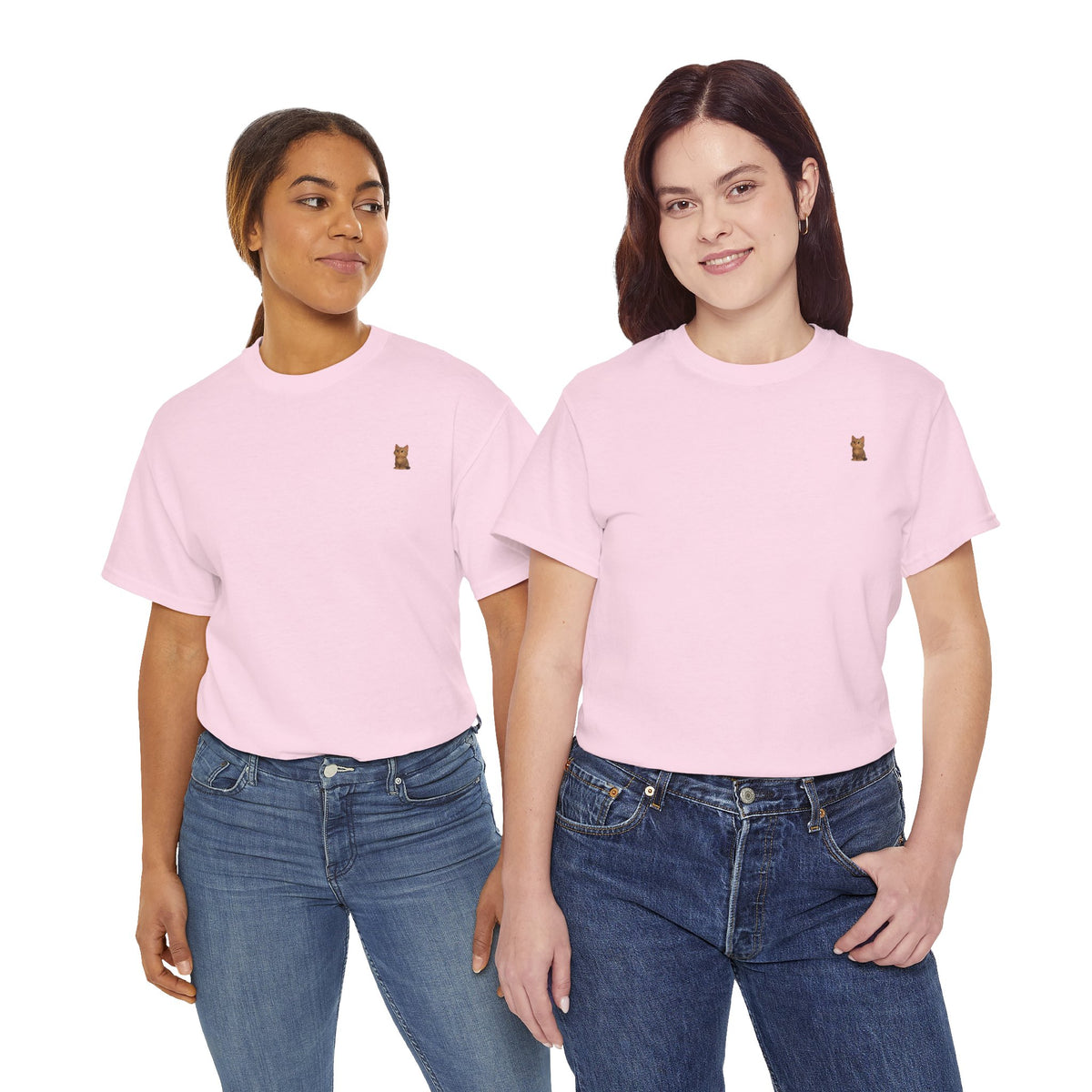 Cute brown kitten graphic T-shirt for cat lovers, featuring a playful cat print on a comfortable Printify T-shirt.