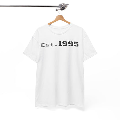 Unisex Heavy Cotton Tee - Est. 1995, Vintage Birthday Gift, Customizable Tee, Retro Unisex Shirt, Casual Everyday Wear