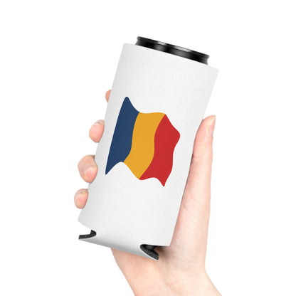 Romania Flag Can Cooler – Insulated Beer Koozie (Waving Tricolor)