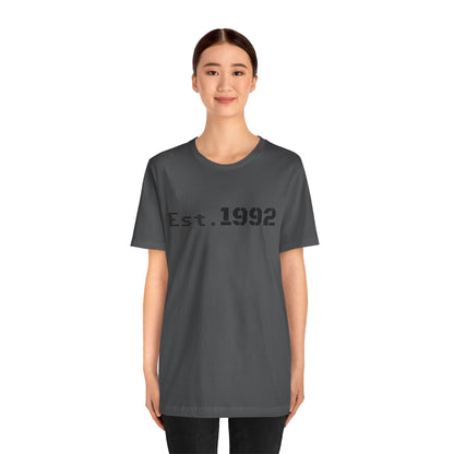 Retro vintage Est. 1992 T-shirt by Printify featuring a classic design and bold text on soft cotton fabric.