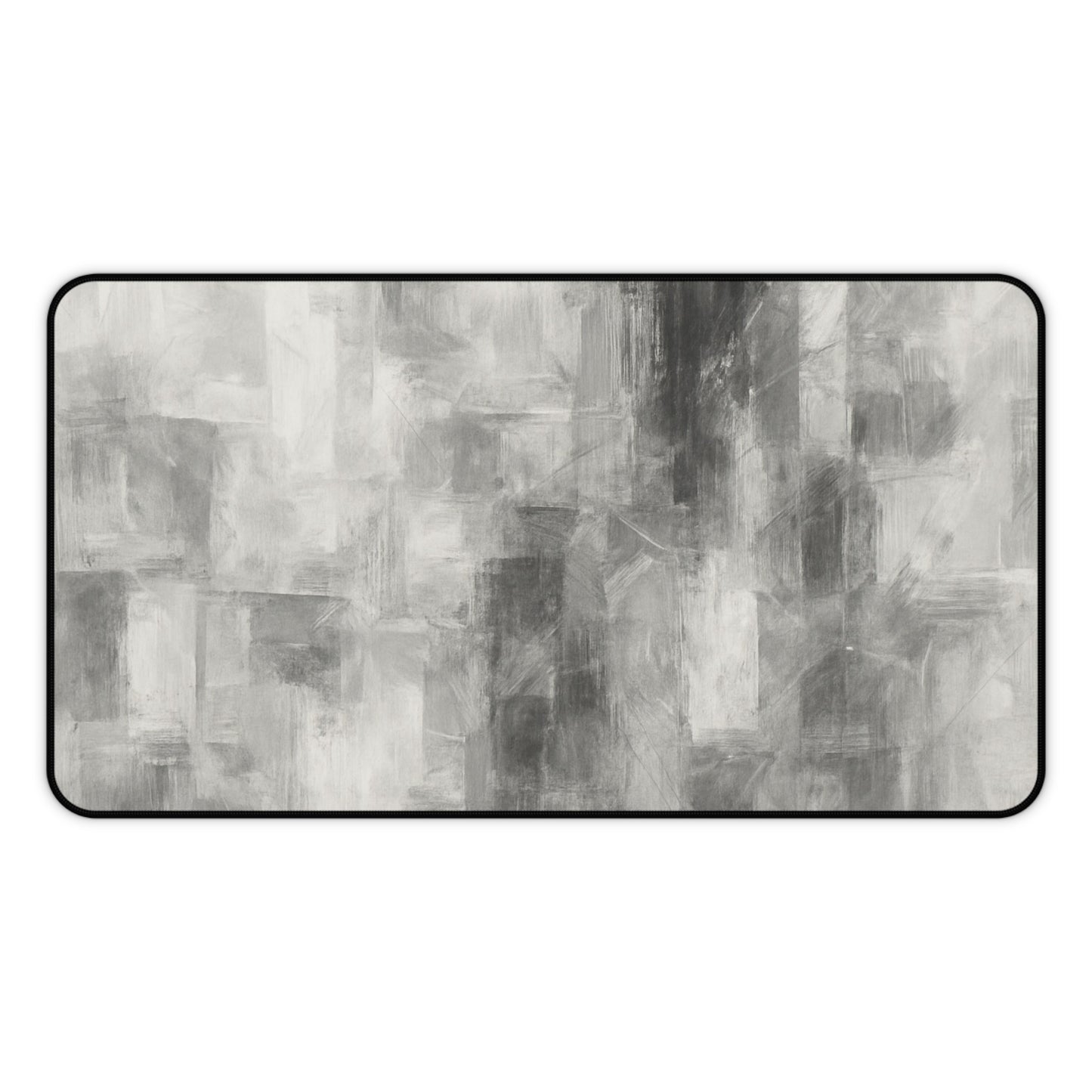 Abstract gray brushstroke desk mat by Printify, modern neutral desk pad with artistic brushstroke design for workspace decor.