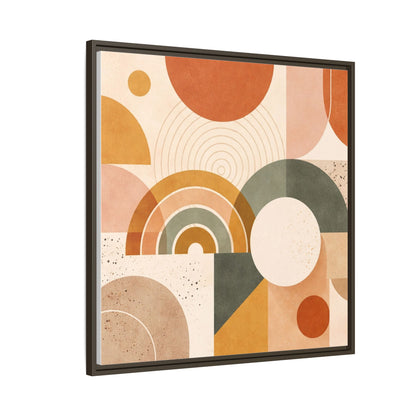 Abstract Terracotta Geometric Rainbow Matte Canvas Framed