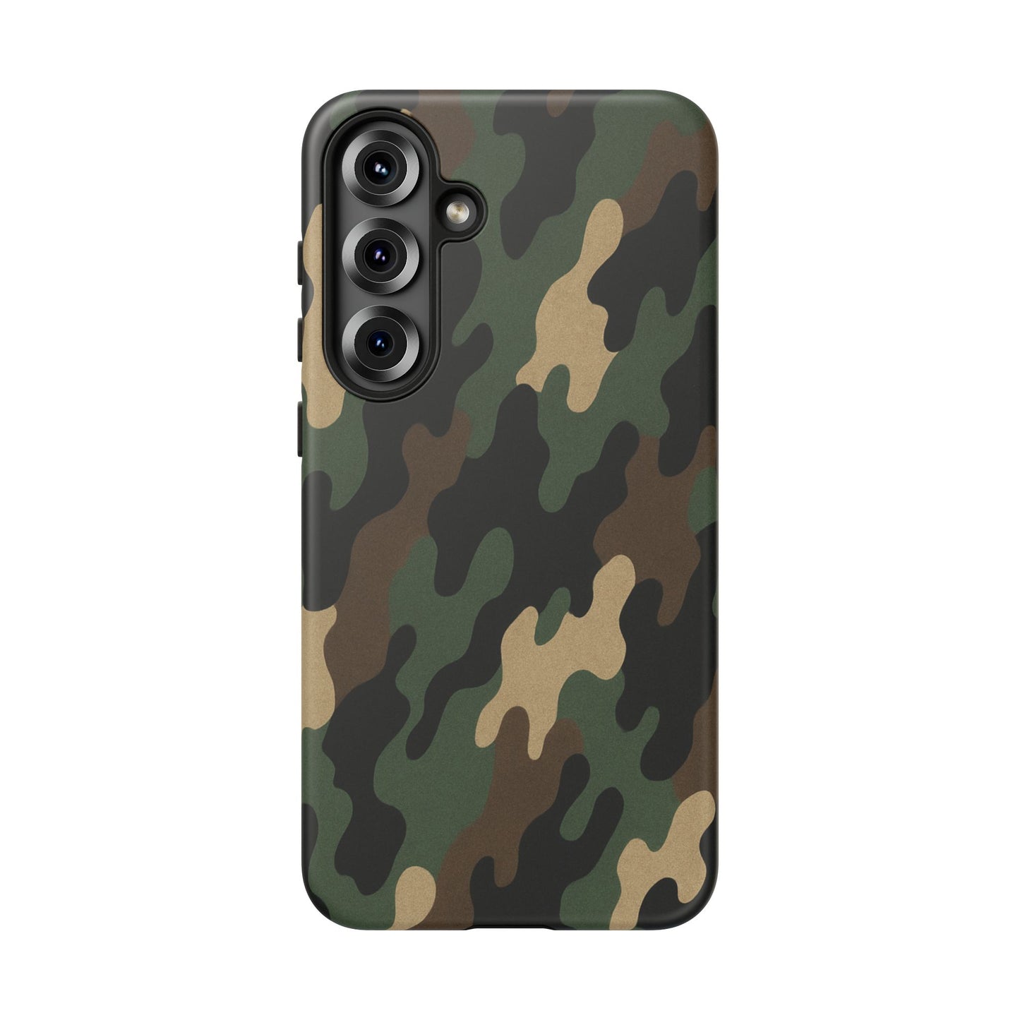Camouflage tough phone case by Printify featuring rugged camo design for durable protection on a smartphone.