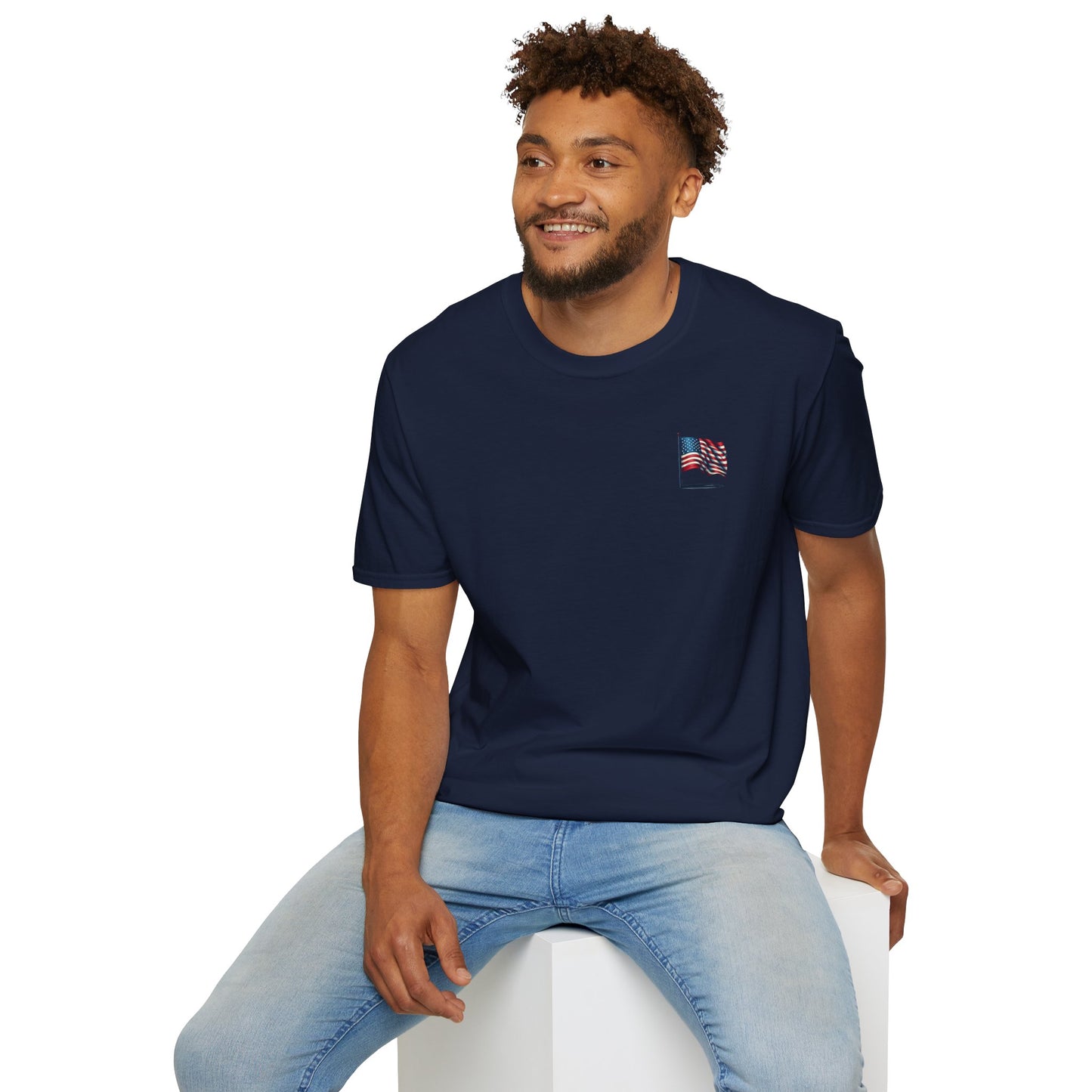 Patriotic Unisex Softstyle T-Shirt, American Flag Tee, USA Pride Shirt, Perfect for Independence Day, Casual Wear - TRV