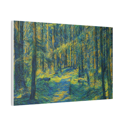 Sunlit Forest Path Canvas — Impressionist Woodland Wall Art