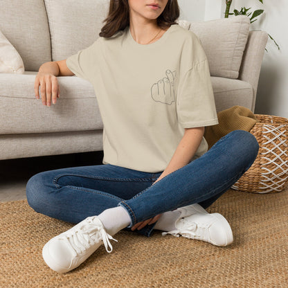 Trendy Unisex Softstyle T-Shirt with Love Hand Gesture Design