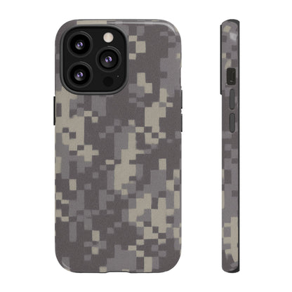 Digital camouflage tough phone case by Printify, rugged protective cover fitting smartphones with digital camo pattern.