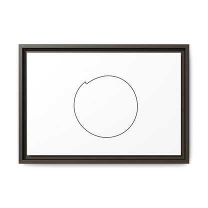 Framed matte canvas wall art featuring a minimal circular line design, by Printify, hanging on a modern wall.
