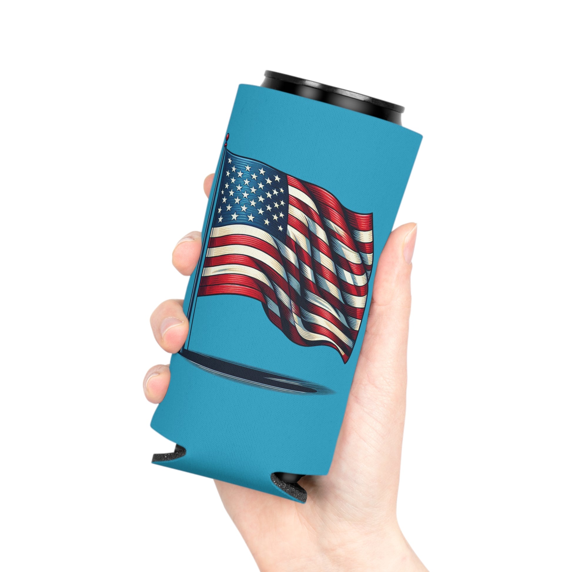 Patriotic Can Cooler, Summer BBQ Accessory, Independence Day Drink Holder, Americana Coaster, USA Party Favor - TRV