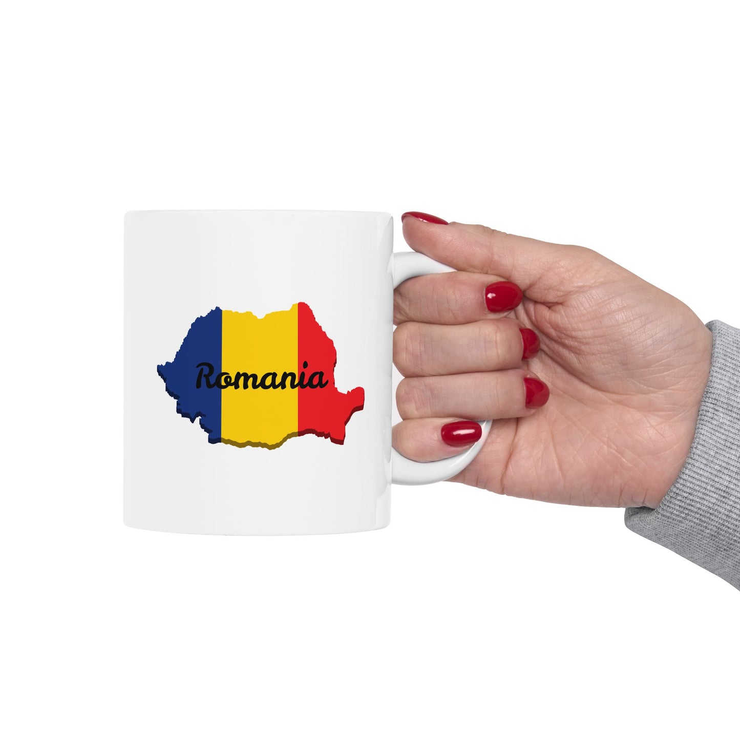 Romania Flag Ceramic Mug, Unique Coffee Cup, Travel Souvenir, Gift for Romanians