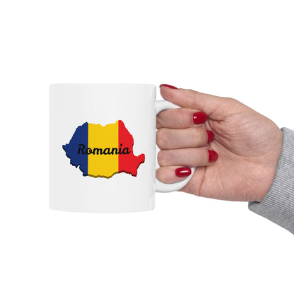 Romania Flag Ceramic Mug, Unique Coffee Cup, Travel Souvenir, Gift for Romanians