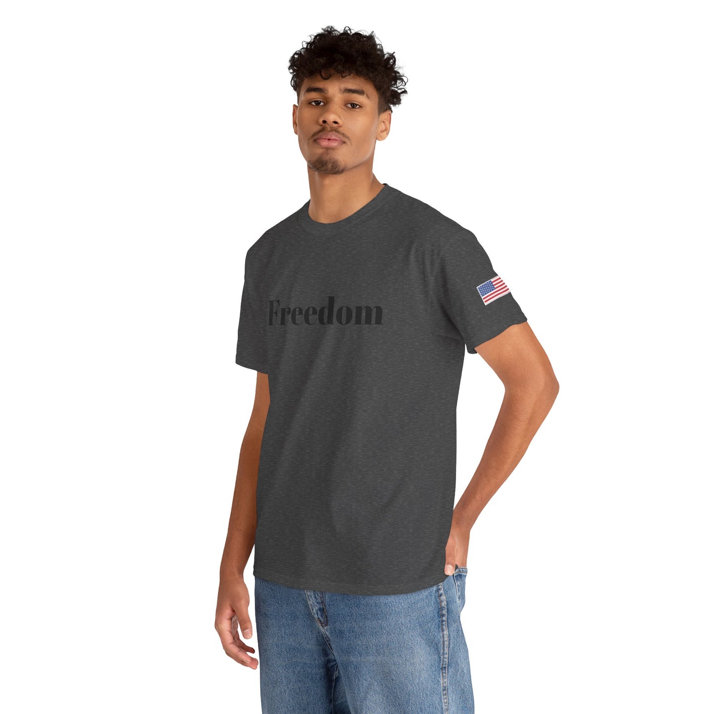Freedom script tee | T-Shirt, American flag sleeve - TRV