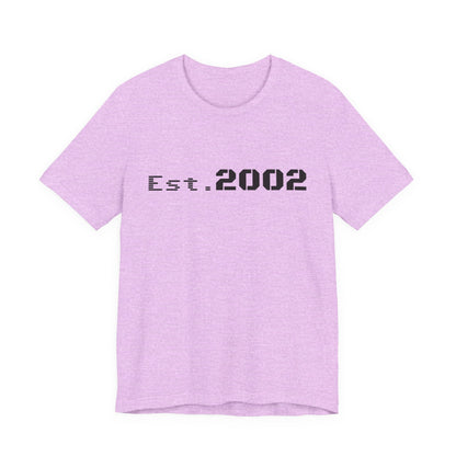 Printify vintage Est. 2002 T-shirt featuring anniversary design, soft cotton fabric and classic fit.