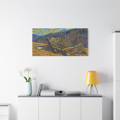 Impressionist Starry Landscape canvas print by Printify featuring vibrant night sky and scenic landscape artwork.