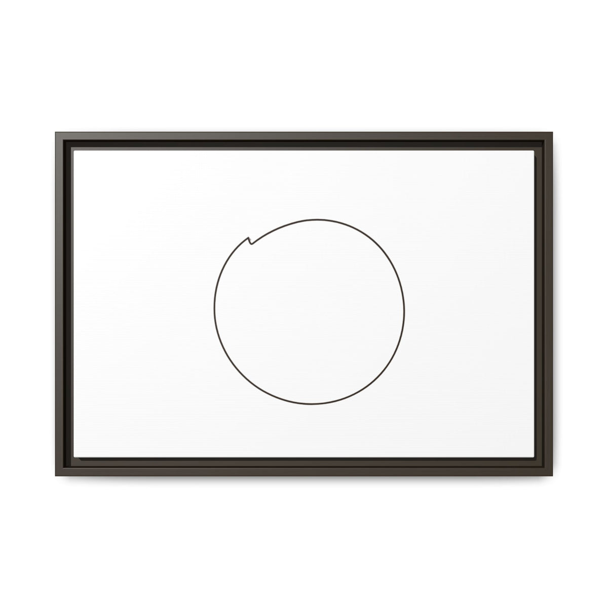 Framed matte canvas wall art featuring a minimal circular line design, by Printify, displayed on a neutral background.