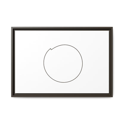 Framed matte canvas wall art featuring a minimal circular line design, by Printify, displayed on a neutral background.