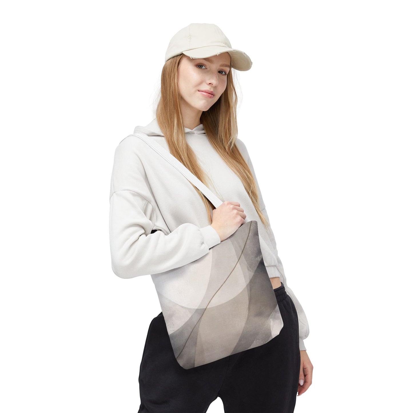 Neutral Abstract Watercolor Waves Tote Bag | All-Over Print