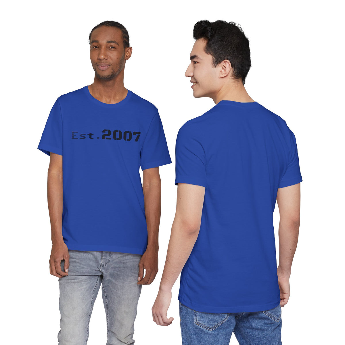 Vintage Est. 2007 T-Shirt by Printify featuring a classic design with the established year 2007 on a comfortable cotton tee