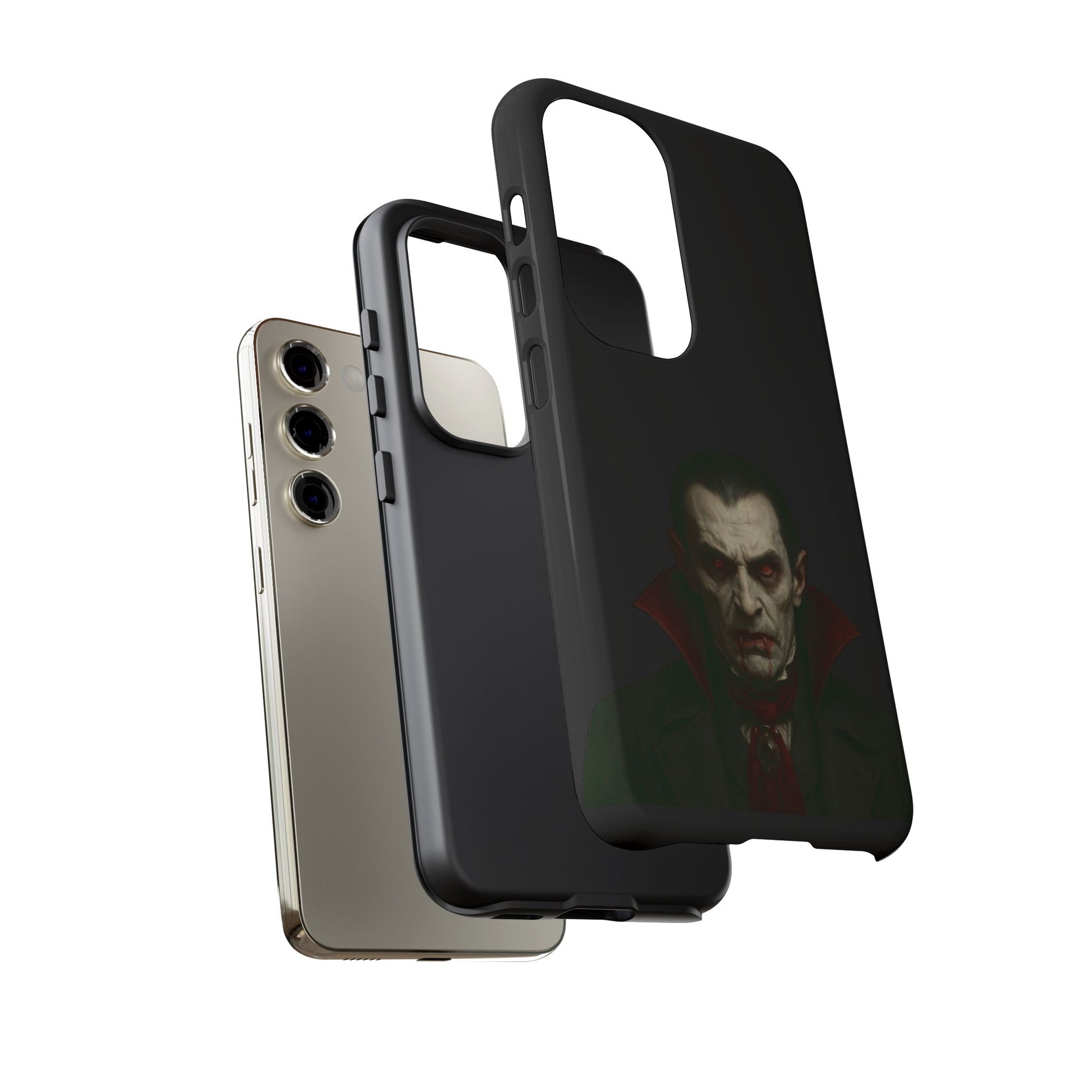 Gothic vampire portrait phone case for iPhone featuring Dracula horror design by Printify.