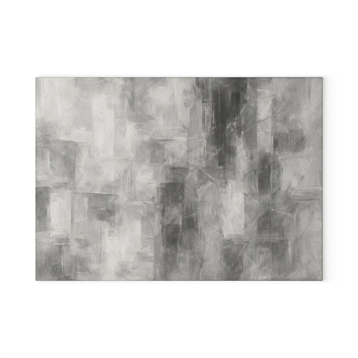 Glass Cutting Board — Abstract Gray Brushstroke Tempered Glass Chopping Board