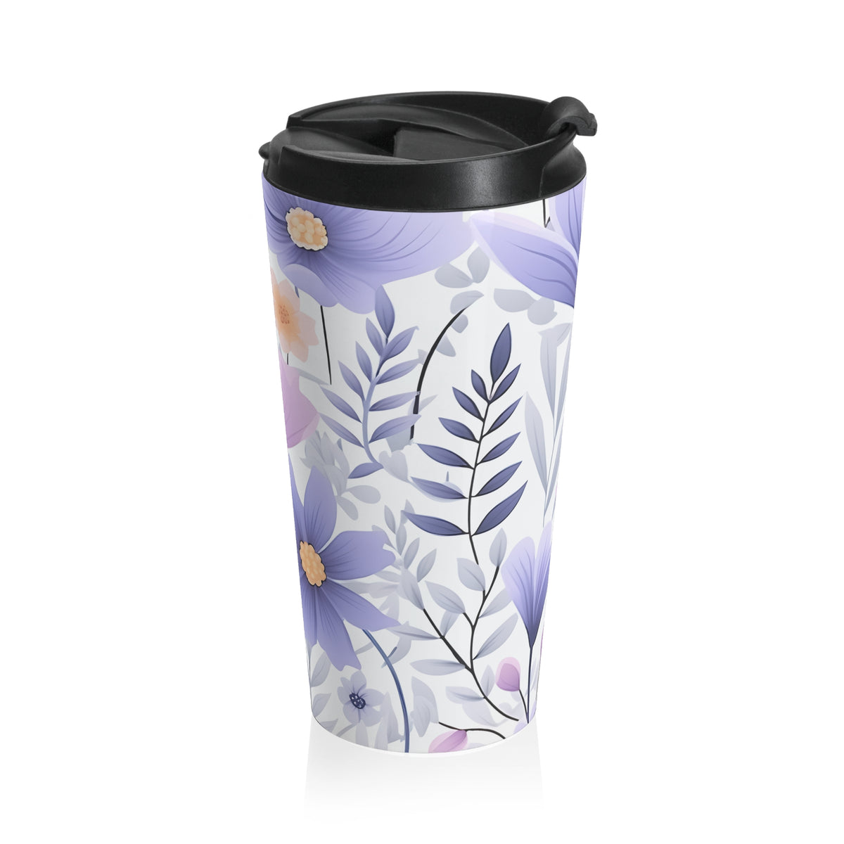 Lavender floral 15oz insulated stainless steel travel mug - view 5