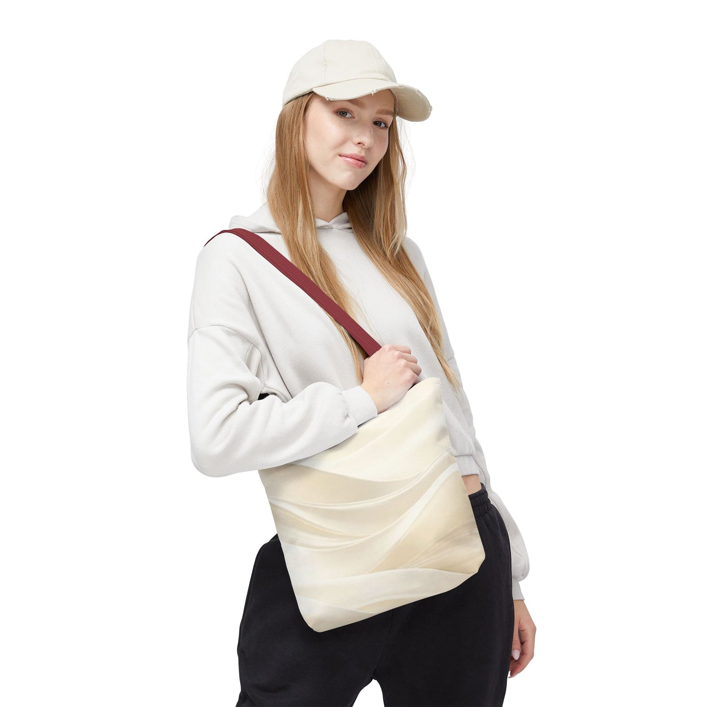 Cream Abstract Waves Tote Bag | Neutral Swirl Pattern