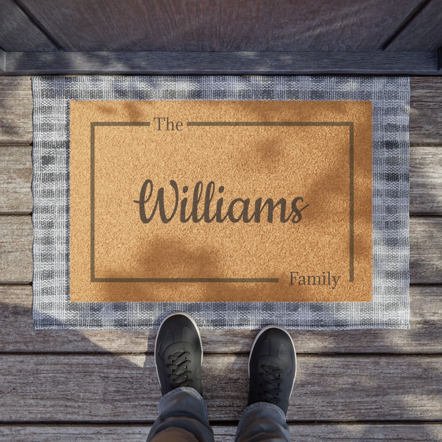 Script Monogram Welcome Doormat | Personalized Last Name Doormat - TRV