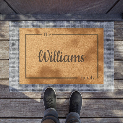 Script Monogram Welcome Doormat | Personalized Last Name Doormat - TRV