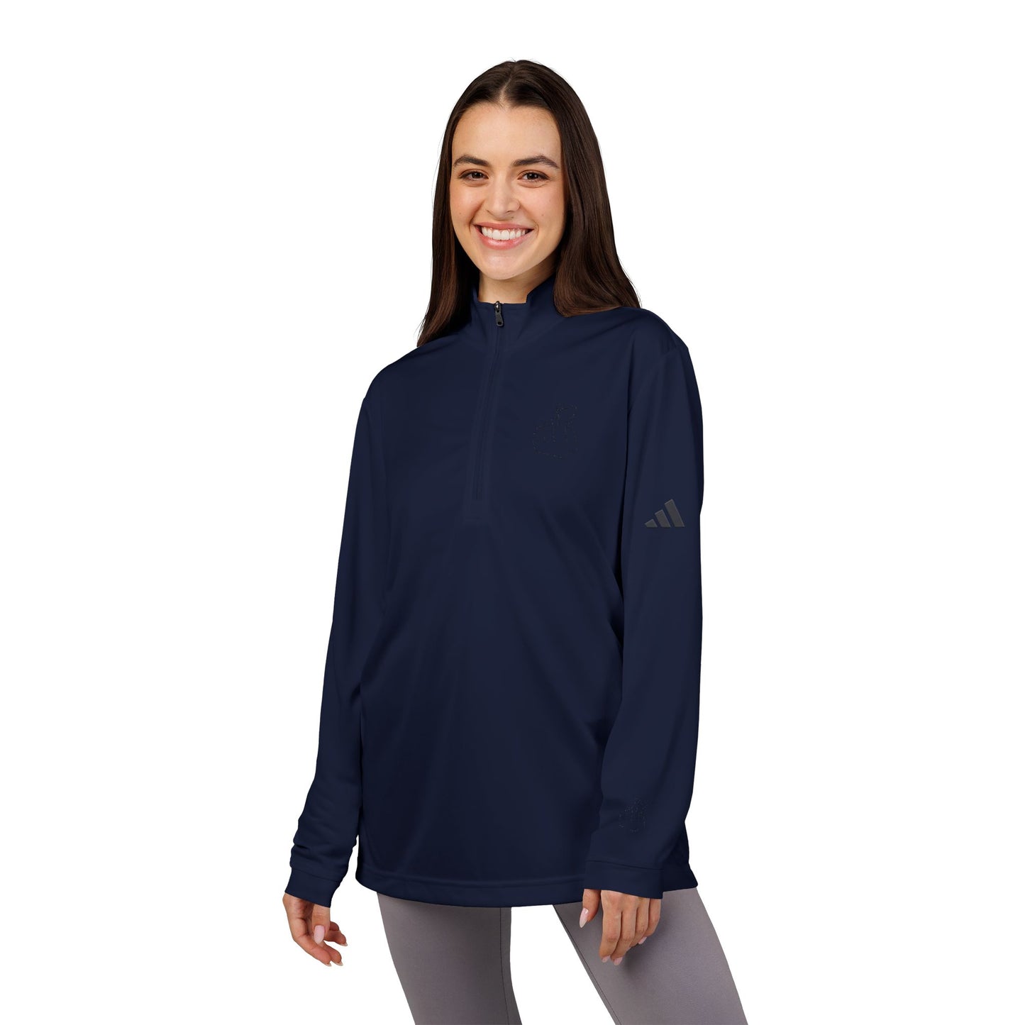Adidas® Embroidered Quarter-Zip Pullover - Stylish Performance Layer With Love Gesture
