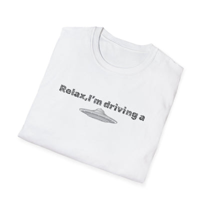 Relaxed UFO Driver T-Shirt, Funny Shirt, Unisex Graphic Tee, Gift for Space Lovers, Casual Wear, Alien Theme Humor