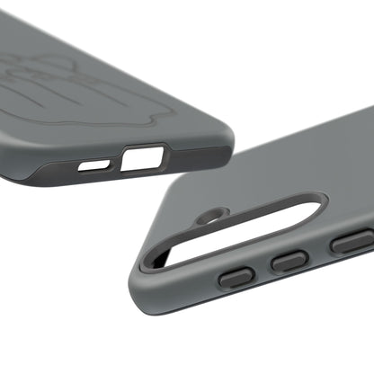 Silicone phone case with embossed Korean finger heart design, compatible with smartphones, by Printify.