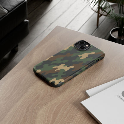 Camouflage tough phone case by Printify featuring rugged camo design, protective cover for smartphones.