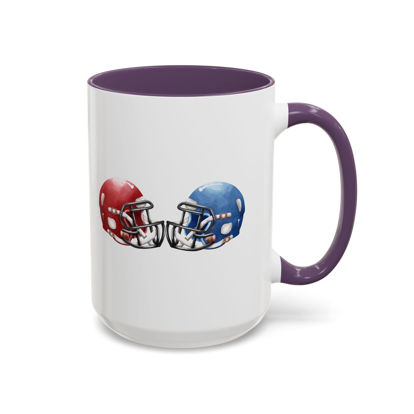 Football Helmet Coffee Mug — Red vs Blue Rivalry Accent Mug (11/15oz)