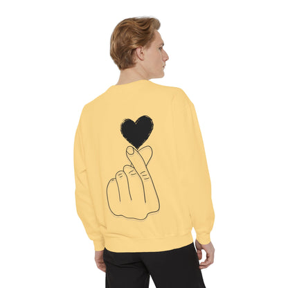 Unisex Garment-Dyed Sweatshirt with Heart Design - Cozy & Stylish