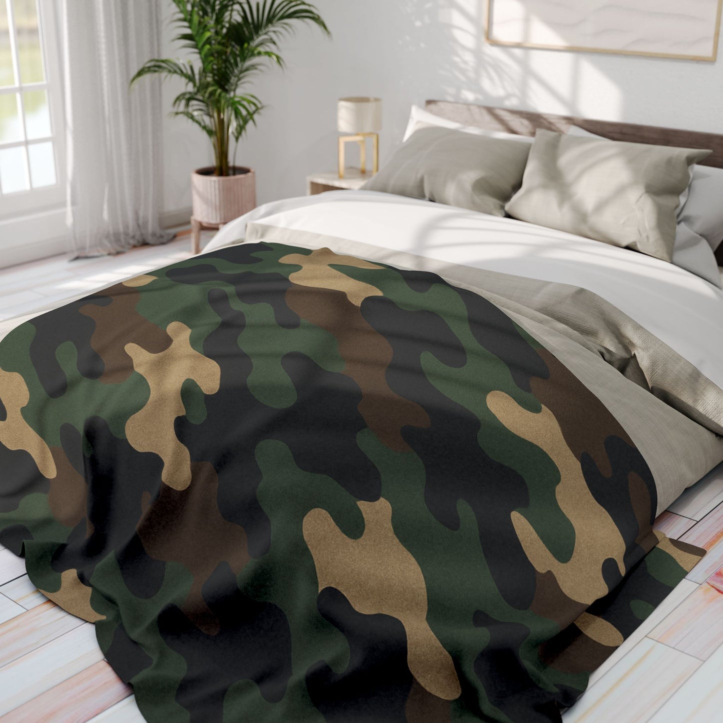 Camouflage Arctic Fleece Blanket for Cozy Comfort, Tactical Gift, Camping Blanket, Home Decor, Outdoor Adventures