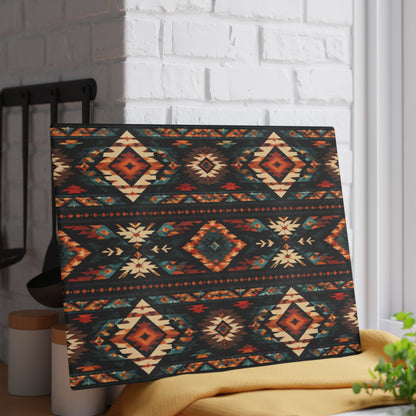 Southwest Aztec Glass Cutting Board – Rustic Tribal Pattern Kitchen Board