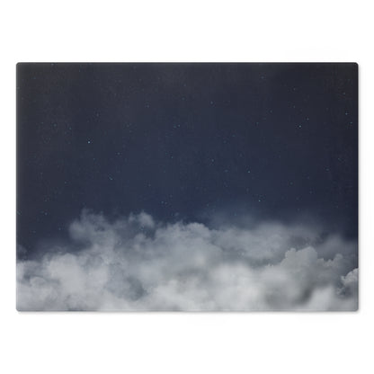 Cloudscape Glass Cutting Board — Moody Mist Kitchen Decor