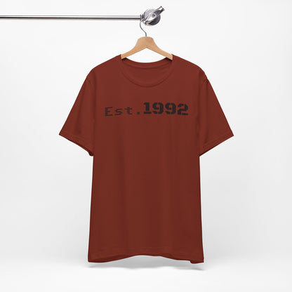 Est. 1992 Unisex Jersey Tee - Retro Birthday Gift, Casual Wear, Cool Vintage T-Shirt, Gift for Him, Gift for Her - TRV