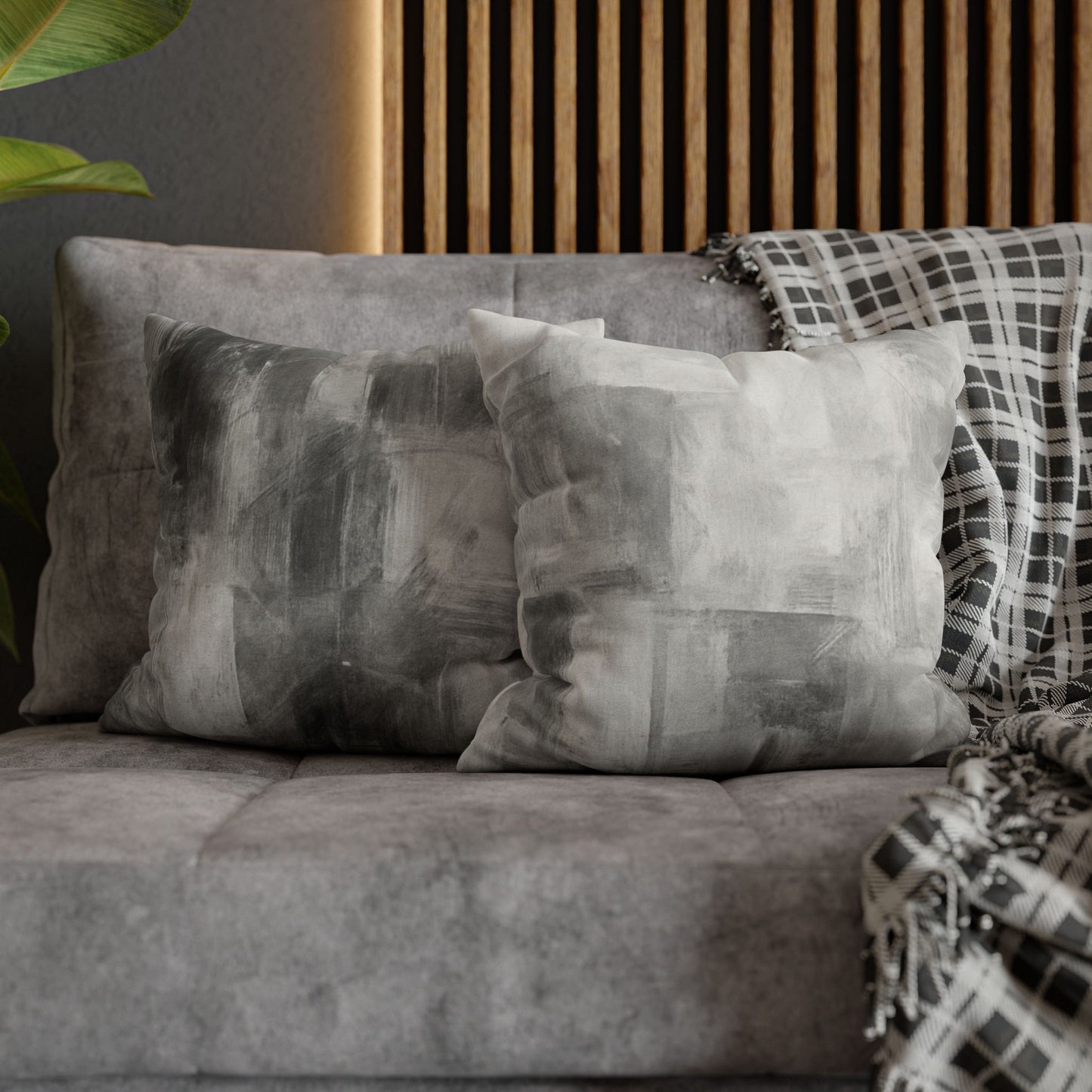 Watercolor Gray Decorative Pillowcase — Spun Polyester Square Throw Pillow Cover