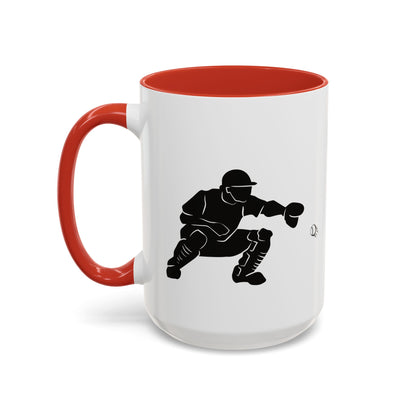 Baseball Catcher Coffee Mug, Sports Gift for Coaches, Black Accent Mug for Fans, Perfect for Birthdays & Celebrations, Unique Cup - TRV